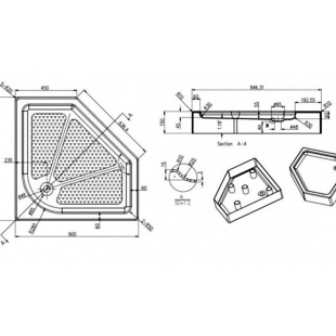 Поддон трапеция акриловый P39, 90x90x15