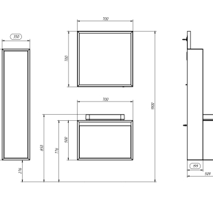 Зеркало Валенсия В70, 38x700x700, белый глянец