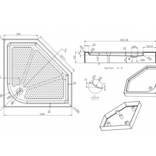 Поддон трапеция акриловый P310, 100x100x15