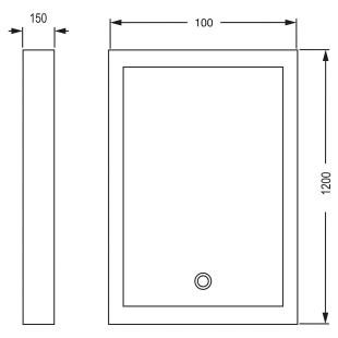 Поддон прямоугольный акриловый P1012, 120x100x15