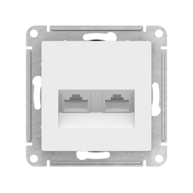 ATN000185 ATLASDESIGN РОЗЕТКА двойная компьютерная RJ45+RJ45, кат.5E, механизм, БЕЛЫЙ