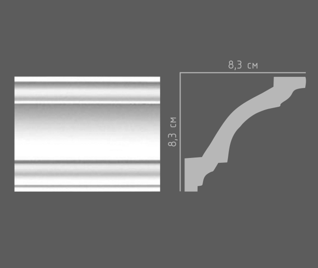 AB213 плинтус потолочный гладкий 240x8,3х8,3 -Р1