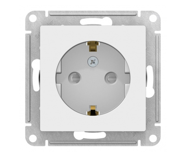 ATN000145 ATLASDESIGN РОЗЕТКА с заземлением со шторками, 16А, механизм, БЕЛЫЙ