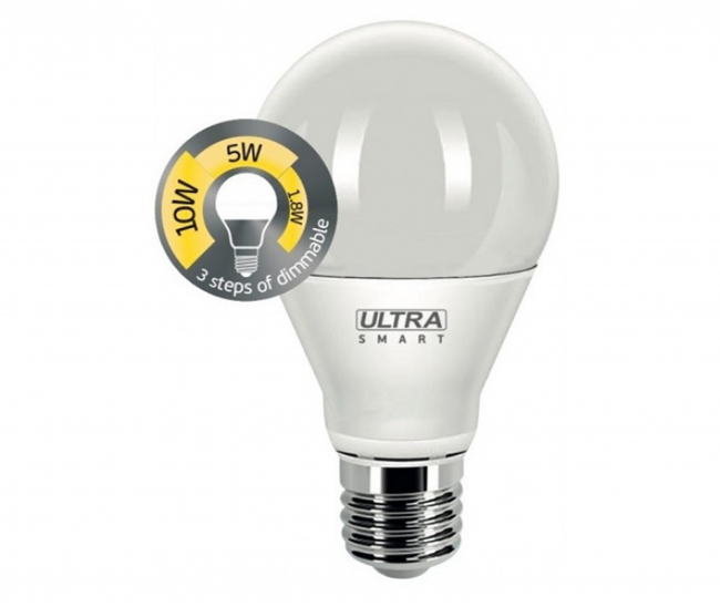 Лампа диммируемая ULTRA LED Груша матовая A60 E27 10W 3000K SMART DIM