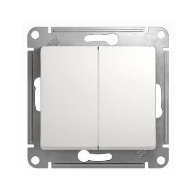 GSL000151 GLOSSA 2-клавишный ВЫКЛЮЧАТЕЛЬ, сх.5, 10АХ, механизм, БЕЛЫЙ